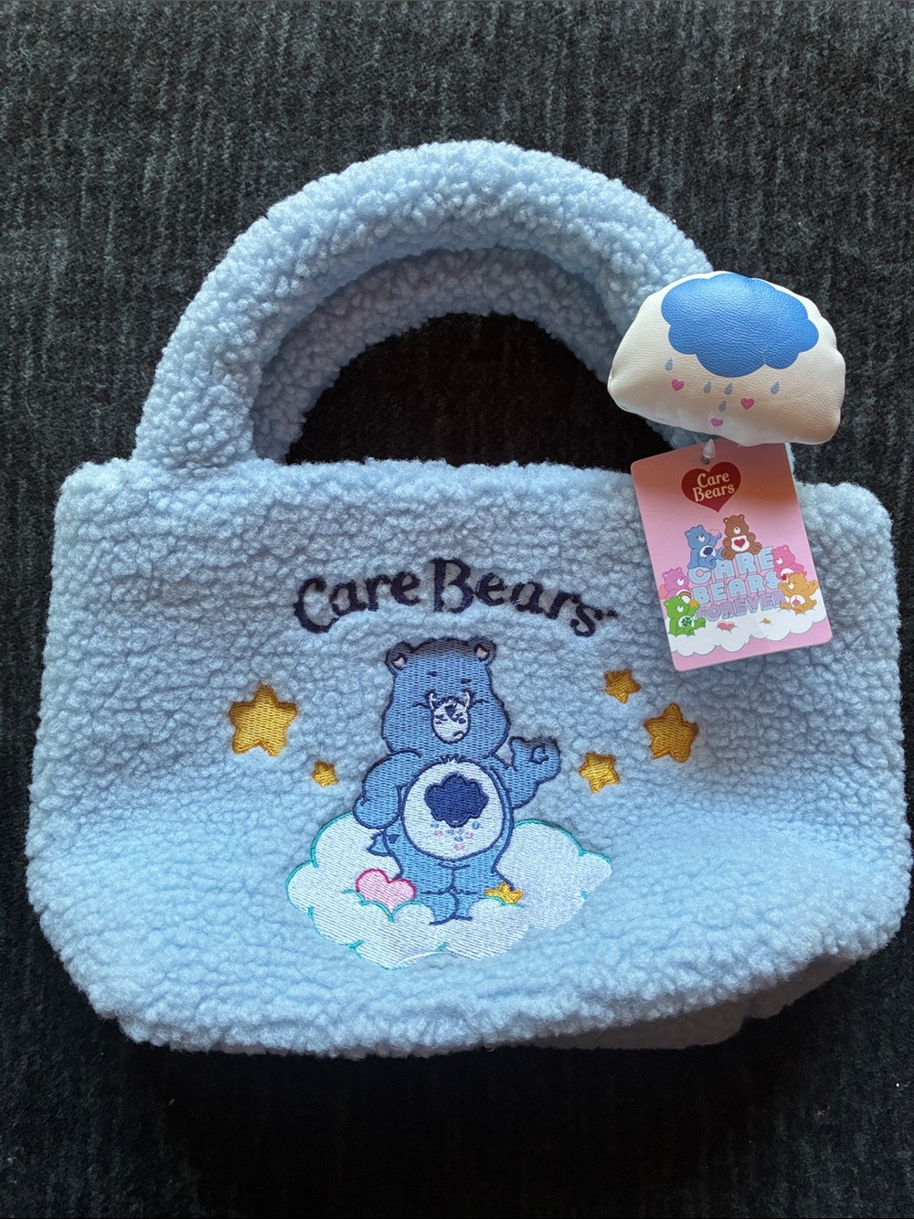 Care Bears Light Blue Plush Kids Handbag with Cloud Charm